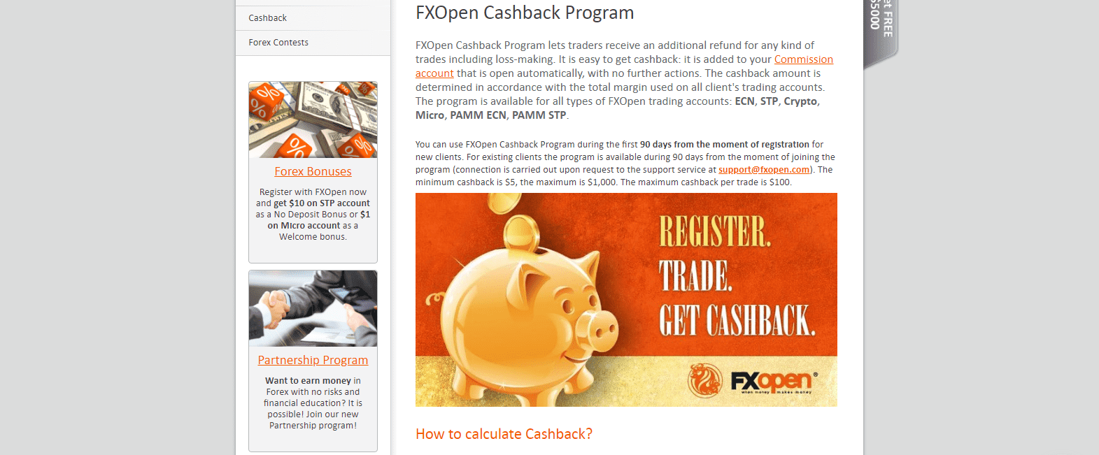 FXOpen Review  cashback program